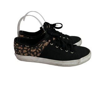 KICKSTART SNEAKER - WOMEN'S BLACK AND LEOPARD PRINT